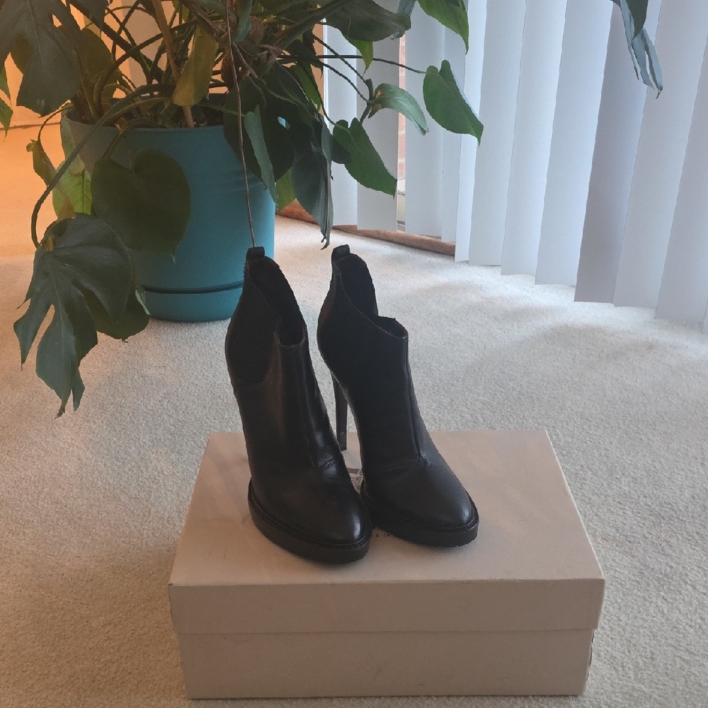 Burberry Dark Leather Ankle Boots